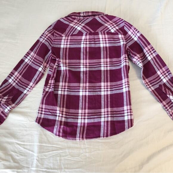 NWT J. Crew Factory Girls Burgundy and Pink Flannel Top Size Small - Picture 4 of 5